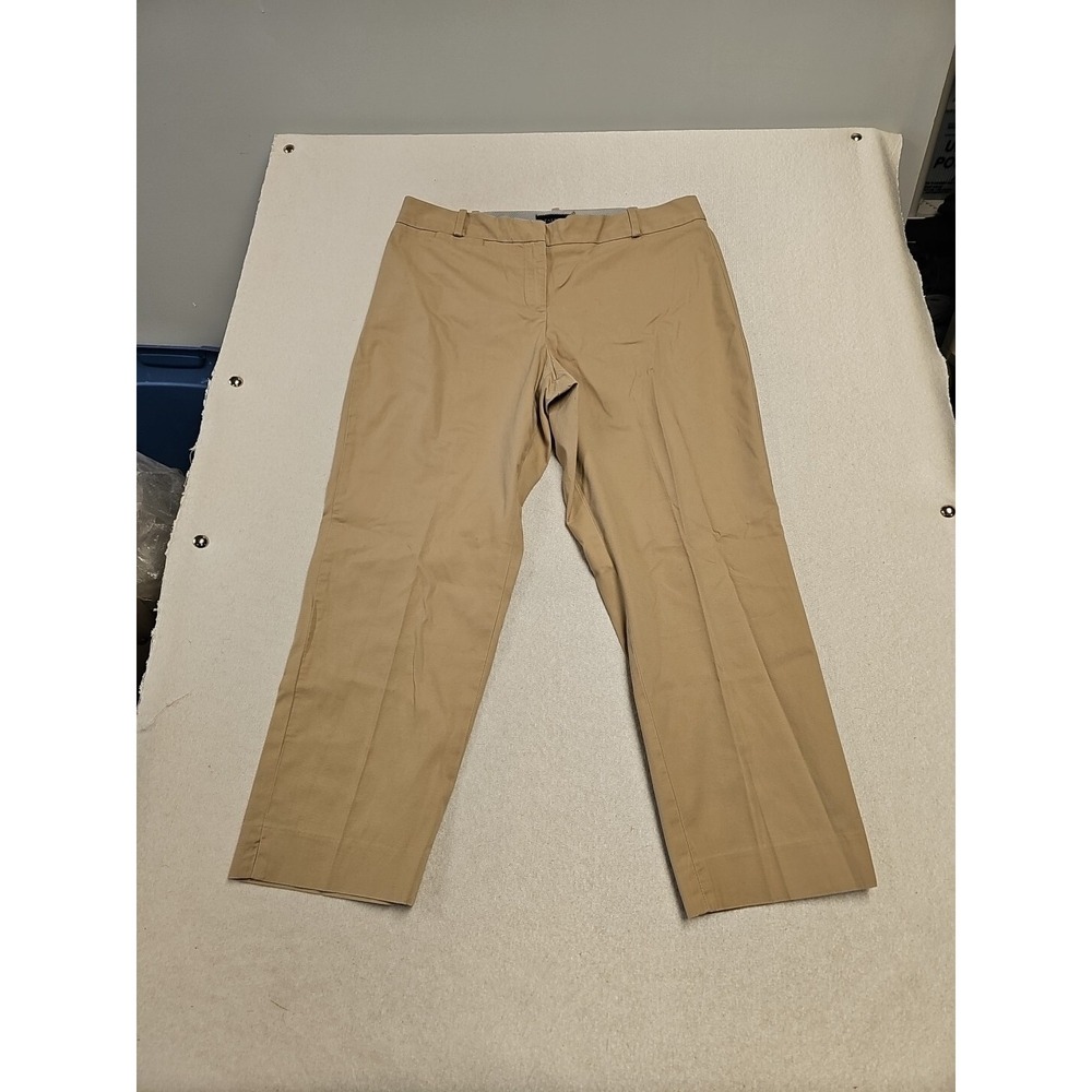 Talbots Curvy Fit Tan Khaki Ankle Pants Size 10 Stretch Cotton Straight Leg